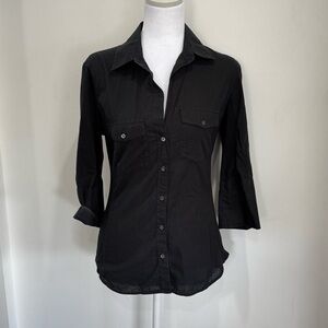 James Perse STANDARD Black cotton button up shirt. Sz 2 (Med)